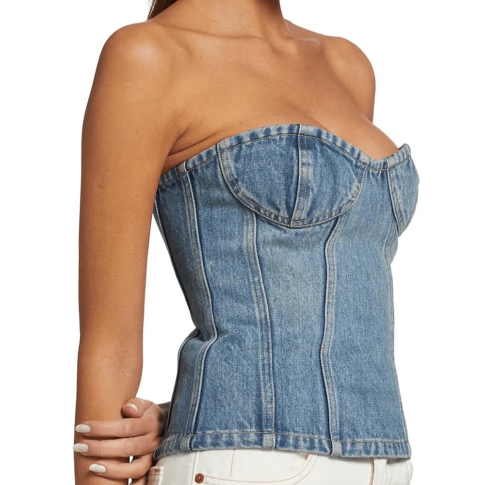 RONNY KOBO “SASHA” DENIM CORSET, SZ L - Picture 3 of 11